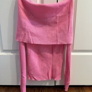 Zara off the shoulder knit pink long sleeve top